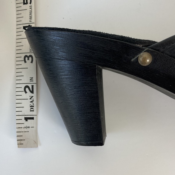 White Mountain Black Studded Leather Priscilla Mid Heel Clog - Picture 9 of 10